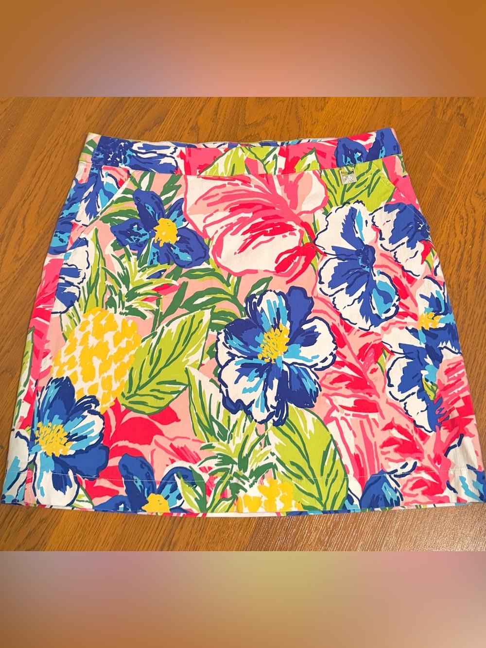 Rafaella Cosmo Pink Tropical Floral Pineapple Golf Tennis Skort ~Size Large~ EUC
